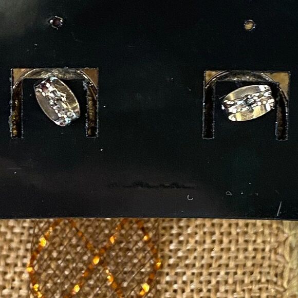 Emerald Colored Earrings with Rhinestone Frame Post Backs - Picture 4 of 4